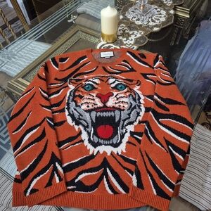 Kenzo Tiger Graphic Sweater - Orange and Black